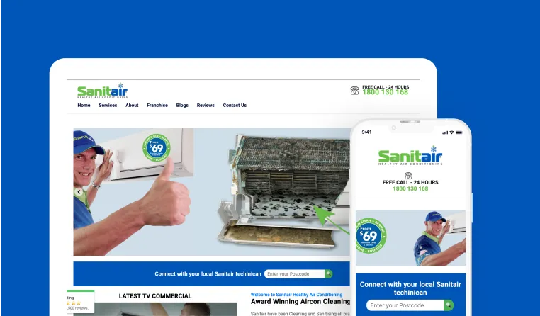 Sanitair website screenshot